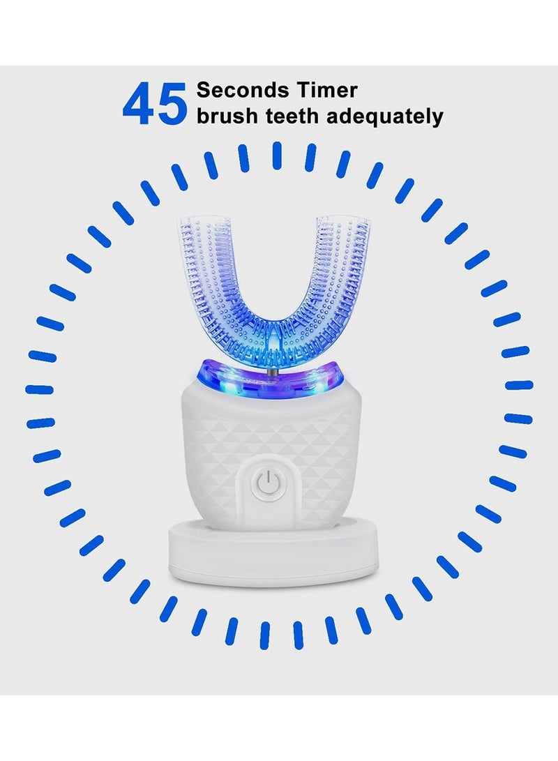360° Ultrasonic U-Shaped Electric Toothbrush for Adults - Hands-Free Automatic Sonic Toothbrush with 4 Cleaning Modes, Blue Light Teeth Whitening, IPX7 Waterproof & USB Charging - Image 2